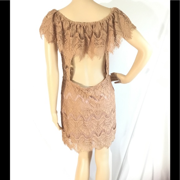Black Cocktail Dress Light Brown Beautiful Lace NWOT - Picture 2 of 8